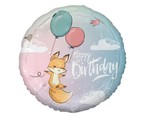 Balon foliowy Happy Birthday 45cm Lisek