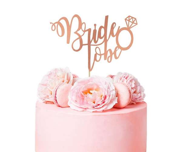 Topper na tort na Wieczór Panieński Bride To Be różowo złoty1 sztuka RV-DBBR