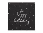 Serwetki urodzinowe czarne Happy Birthday 20szt