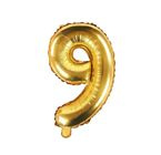 Balon foliowy złoty cyfra 9 35cm