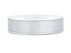 Tasiemka wstążka satynowa srebrna 12 mm 25m