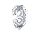 Balon foliowy srebrny cyfra 3 35cm
