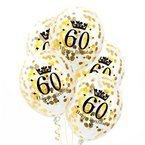 Balony krystaliczne 60 urodziny konfetti złote 5szt