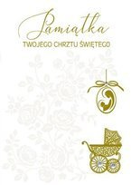Pamiątka na Chrzest Święty biało złota 12,5x18cm