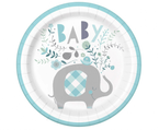 Talerzyki papierowe Słonik błękitny Baby 21,9cm 8szt