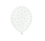 Balon lateksowy biały w srebrne gwiazdeczki 1szt