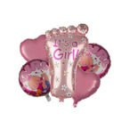 Bukiet balonów foliowych  Stopa różowa 5szt hel