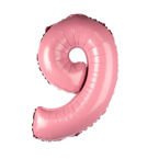 Balon foliowy jasnoróżowy cyfra 9 60cm