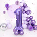 Balon foliowy fioletowy cyfra 1  100cm