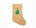Skarpeta świąteczna z juty Choinka zielona 25x45cm