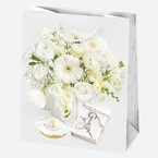 Torba ozdobna Komunia białe kwiaty 19x23x10,5cm