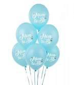 Balony lateksowe babyshower błękitne Mom to be 5szt