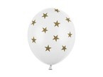 Balon lateksowy biały pastel w Gwiazdki 30cm 1szt