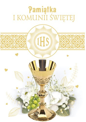 Pamiątka na Komunię Świętą złocenia 16,5x12cm
