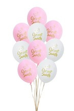 Bukiet balonowy Chrzest Święty biało różowy 8szt