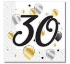 Serwetki 30 urodziny balony 33x33cm 20szt