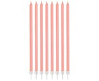 Świeczki perłowe jasnoróżowe 15,5cm 8szt