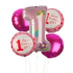 Bukiet balonów foliowych roczek 1 różowa  5szt