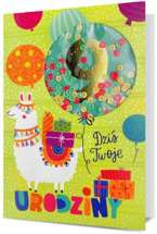 Pamiątka zielona Lama na 9 urodziny 19x13cm