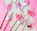 Słomki papierowe Babyshower jasnoróżowe 8szt