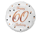 Balon foliowy 60 urodziny biały różowe złoto nadruk