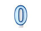 Świeczka cyferka 0 na tort niebieska