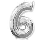 Balon foliowy srebrny cyfra 6 115x83cm