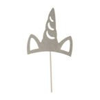 Toppery do dekoracji tortu Jednorożec srebrny 3szt
