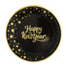 Talerzyki czarne Happy New Year 18cm 6szt