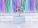 Baner na tort topper srebrny Happy Birthday 22,5cm