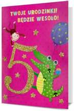 Pamiątka różowa Krokodyl na 5 urodziny 19x13cm