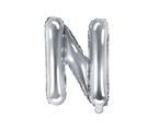 Balon foliowy srebrny litera N 35cm