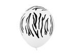 Balon lateskowy biały nadruk zebra 1szt