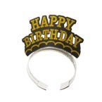 Opaska urodzinowa Happy Birthday czarno złota 1szt