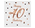 Serwetki papierowe 40 urodziny białe różowe złoto