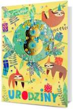 Pamiątka żółta Leniwce na 8 urodziny 19x13cm