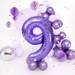 Balon foliowy fioletowy cyfra 9 100cm