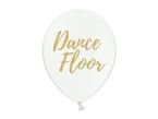Balon biały  złoty napis Dance Floor 30cm 1szt