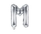 Balon foliowy srebrny litera M 35cm