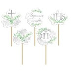 Pikery dekoracyjne Komunia Święta eukaliptus 5szt