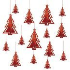 Dekoracja świąteczna 3D choinki czerwone 15szt