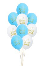 Bukiet balonowy Chrzest Św błękitno biały 8szt
