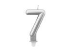Świeczka urodzinowa srebrna metaliczna cyferka 7