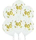 Balony lateksowe 40 urodziny białe 5szt