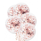 Balony crystaliczne różowe złoto konfetti 12 cali 5szt