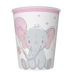 Kubeczki papierowe roczek Słonik różowe 250ml 8szt