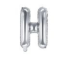 Balon foliowy srebrny litera H 35cm
