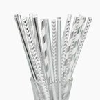 Słomki papierowe srebrne mix wzorów 10szt 19,5cm