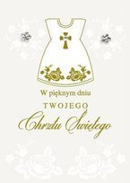 Pamiątka na Chrzest Święty biało złota 12,5x18cm