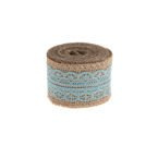 Taśma ozdobna jutowa z koronką błękitna 200cm